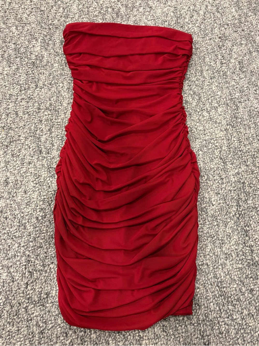 Princess Polly Strapless Ruched Cranberry Red Cocktail Dress